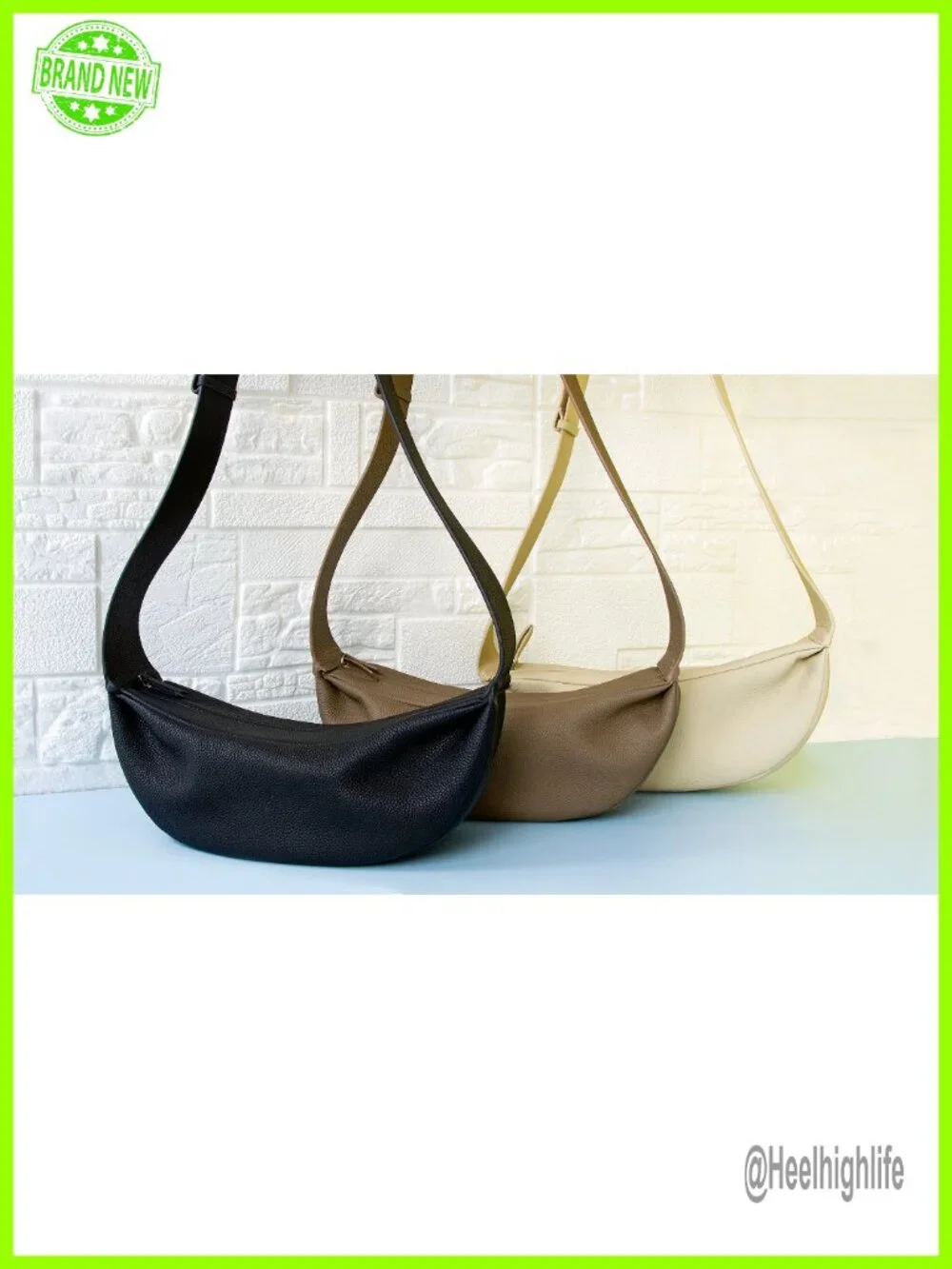 Genuine Leather Sling Bag Crossbody Chest Bag Wide Strap Hobo